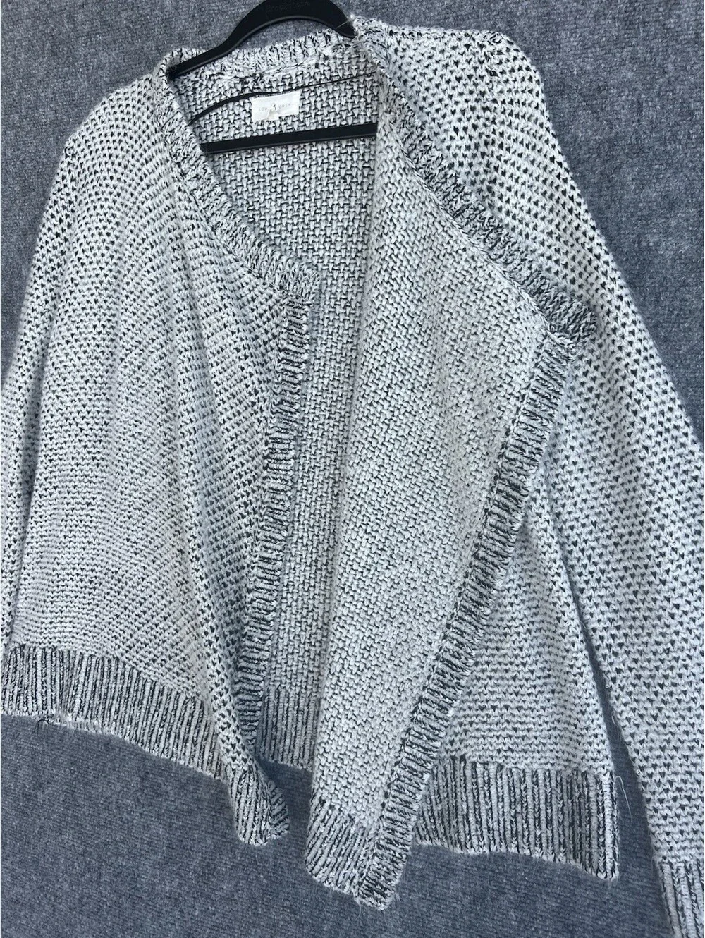 Lou & Grey Size Medium Contrast Cardigan Sweater Acrylic Wool Blend.